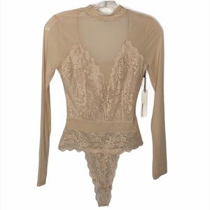 Haute Monde Sheer Lace Bodysuit Size S NWT